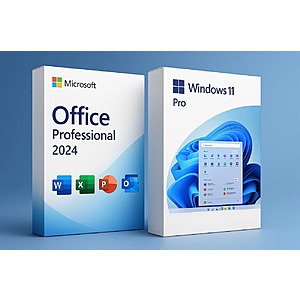 Bundle: Windows 11 Pro + Microsoft Office Pro 2024 (Lifetime, Digital Download) 