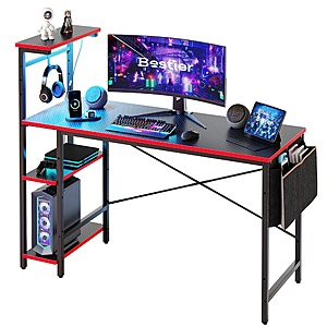 Bestier 52 inch Gaming Desk w/ LED Lights & Adjustable Storage Shelves $50 + Free Shipping
