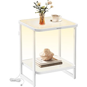 VASAGLE 2-Tier End Table w/ LED Lights $20 + Free Shipping