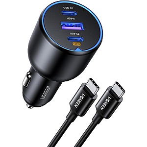 UGREEN 130W USB C Car Charger w/ Cable $22.50 