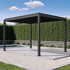 10' x 13' Mirador Louvered Pergola w/ Crank Opening Steel Louvers (2 Colors) $1319 + Free S&H