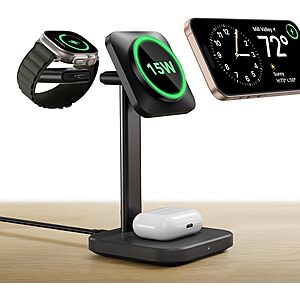 ESR 3-in-1 Qi2 Certified 15W MagSafe Wireless Charging Station (Black or White) $15 