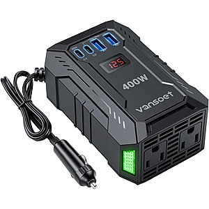 vansoet 400W 12V Car DC to 110V AC Inverter w/ 4x USB, 2x AC $21 