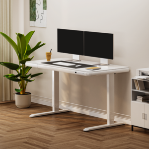 48"x24" FlexiSpot Comhar Standing Desk with Drawer (White, Glass Desktop) $200 + Free Shipping