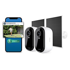 Arlo Essential Security Camera 2K (3rd Gen, 2025 Release) 2 Cam + 2 Solar Panels & More