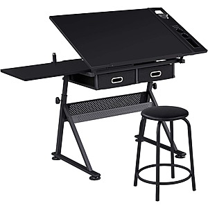 Yaheetech Adjustable Drafting Table with Stool & Storage Drawers $89.58 + Free Shipping