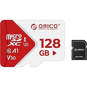 ORICO 128GB SDXC TF Card with SD Adapter for 4K Video Recording, Drones, Action Cameras and Mobile Devices or