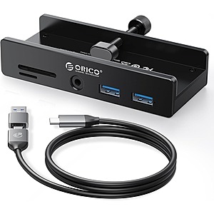 ORICO Clamp USB Hub 3.0 w/ 2 USB-A Data Ports ,3.5mm AUX, SD/TF Card Reader (Black) $14.84 + Free Shipping w/ Prime or orders $35+