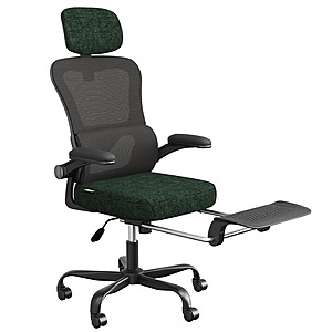 Pinmoco Ergonomic Office Chair w/ Footrest, Flip-up Arms & Lumbar Support from $90 + Free S&H