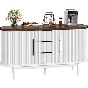 55" DWVO Fluted Sideboard Buffet Storage Cabinet w/ 3 Drawers & Sliding Door $127.50 + Free S&H