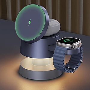 iVANKY 4-in-1 Wireless Charging Station w/ Night-Lamp $15 + Free S&H
