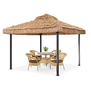 Ainfox 10x10 FT Imitation Straw Heavy Duty Metal Frame Ventilated Roof Gazebo $237.19 + Free Shipping