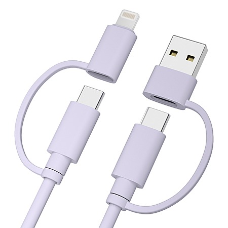 6.6' Elebase 4-in-1 USB-C Charging Cable w/ USB A/Lightning Adapter (Purple) + Select BOGO Offer $6.50 + Free Shipping w/ Prime