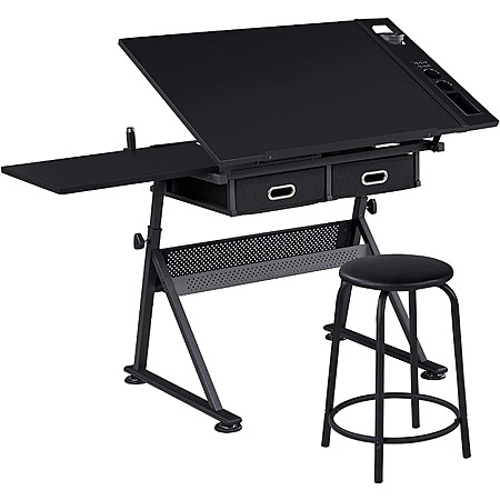 Yaheetech Adjustable Drafting Table with Stool & Storage Drawers $89.58 + Free Shipping