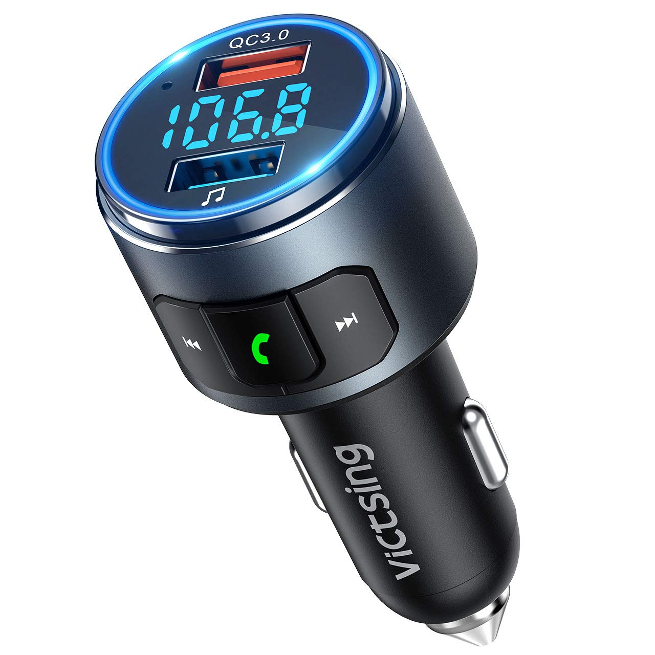 Victsing Bluetooth V5 0 Car Fm Transmitter W 2 Usb Ports 1 W Qc
