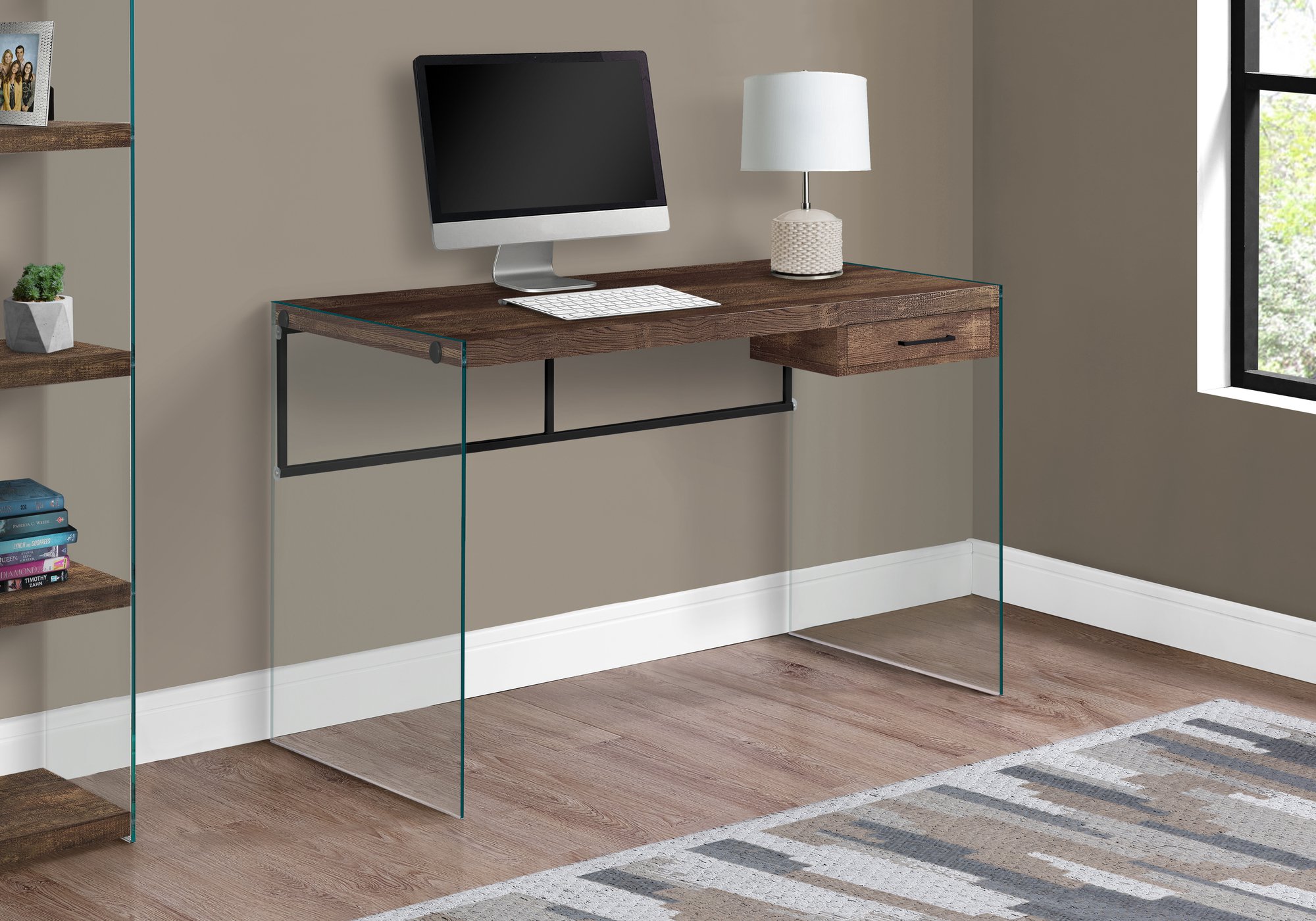 Aosom Monarch 48" Modern Wood-look Top Glass Sides Computer Desk - $169.99 + Free Shipping