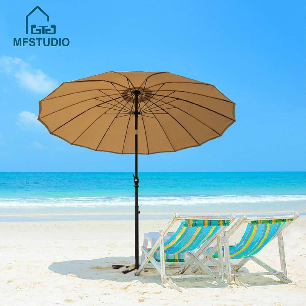 Mfstudio 10ft 16 Fiberglass Ribs Patio Umbrella With Push Button Tilt Crank For 51 99 Free Shipping