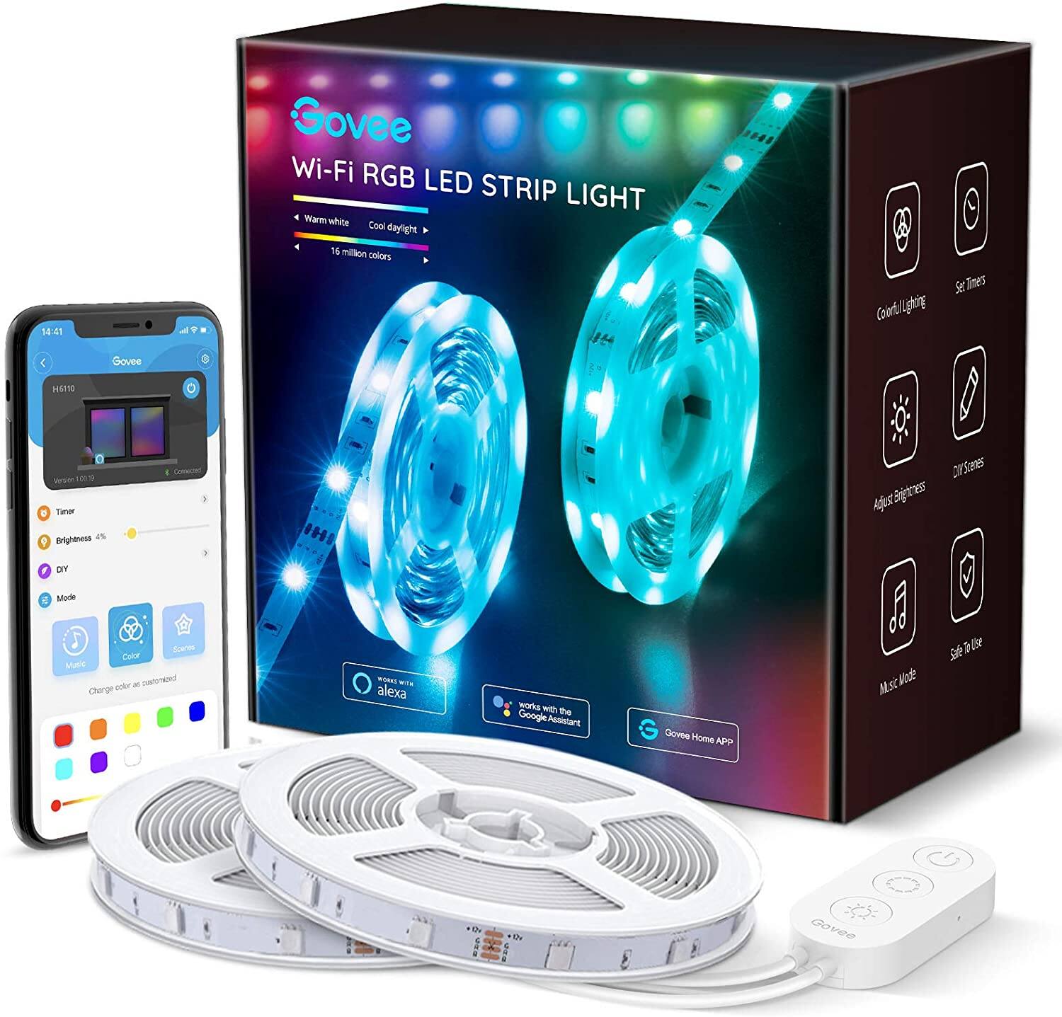32.8' Govee RGB LED WiFi Light Strips w/ Google / Alexa Support - $24.99 + Free Shipping