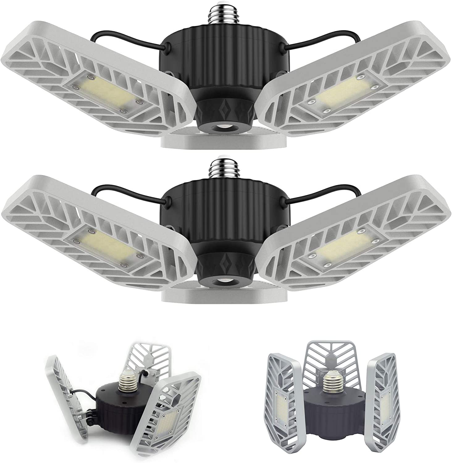 LZHOME 2-PACK LED Adjustable Garage Lights (6500Lumens | E26/E27 | 60W | CRI>80 | 5000k) for $26.97 + FS