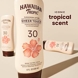 Prime Members: 8-Oz Hawaiian Tropic Sheer Touch SPF 30 Lotion Sunscreen $3.80 w/ S&S + Free S&H