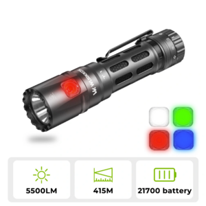 Wurkkos T1 Rechargeable Tactical Utility Flashlight with Multi-Color Utility Side Light, 5500 Lumens, 415m Throw $59.99