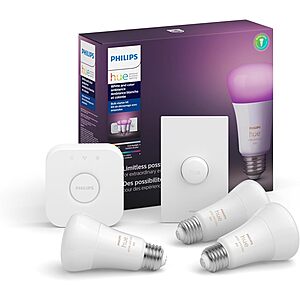 Philips Hue White and Color Ambiance Base Lumen (60W) Smart Button Starter Kit, 60w(OLD VERSION) $71.49