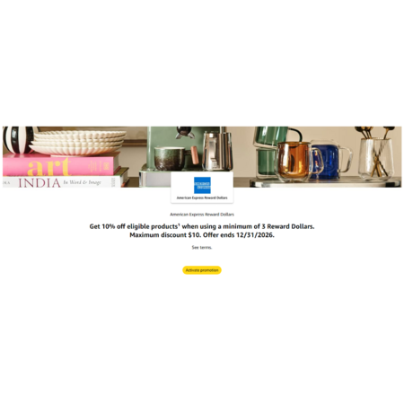 YMMV: Amex Reward Dollars Promo: 10% Off Eligible Products w/ Min. 3 Reward Dollars, Max $10 Off