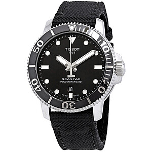 43mm Tissot Men's Seastar 1000 Automatic Black Dial Watch w/ Black Fabric Strap $399 + Free Shipping