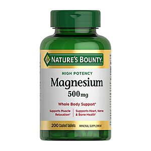 200-Count Nature's Bounty Magnesium Coated Tablets Mineral Supplement (500 Mg) .30 w/ Subscribe & Save