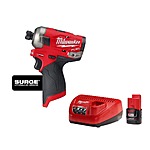 M12 FUEL SURGE 12V Lithium-Ion Brushless Cordless 1/4 in. Hex Impact Driver with 2. 0Ah Battery and Charger Starter Kit $99