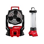 M18 18-Volt Lithium-Ion Brushless Cordless PACKOUT Jobsite Fan with 700-Lumen LED Lantern/Trouble Light $129