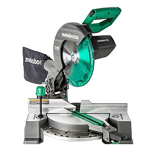 Metabo HPT 10-Inch Single Bevel Compound Miter Saw, 15-Ampwith Xact Cut Shadow Line, Single Bevel 0-45°,  C10FCG2 $119