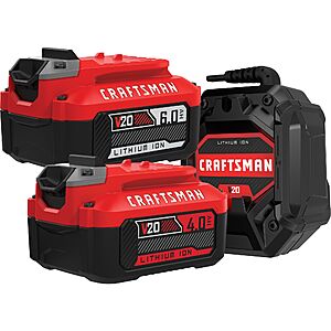 CRAFTSMAN V20 20v Starter Kit with 4ah & 6ah batteries with Charger. CMCB2046-CK $59.57 YMMV at Lowe's