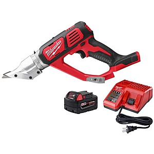 Milwaukee M18 18-Volt Lithium-Ion Cordless 18-Gauge Double Cut Metal Shear with 5.0 Ah Battery and Charger Starter Kit $199