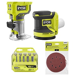 RYOBI ONE+ 18V Compact Fixed Base Router & 5" Random Orbit Sander Bundle $99 + Free Shipping