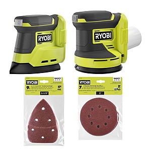Ryobi ONE+ 18V Cordless 2-Tool Combo Kit w/ Random Orbit Sander & Corner Cat Finish Sander (Tools Only) w/ Assorted Sandpaper $70