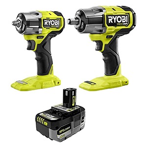 Ryobi ONE+ HP 18V Brushless 2-Tool Kit w/ 1/2" Impact Wrench, Compact 3/8" Impact Wrench, & 4Ah Battery $159