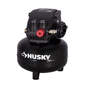 DOTD Husky 3 Gal. 120 PSI Portable Electric Oil-Free Light Duty Pancake Air Compressor with Fold Down Handle and 1-Quick Coupler $34
