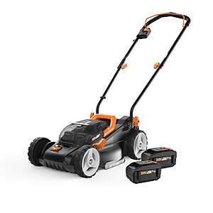 WORX Power Share 40-volt, 14-in Push Walk Mower with (2 x 20-volt) 4 Ah Batteries, Bagger Not Included | WG779.1 $199