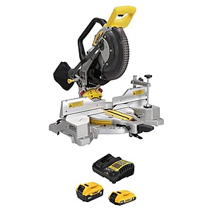 DeWalt 20V MAX XR Lithium-Ion Cordless 10 in. Dual Bevel Fixed Miter Saw with 5.0 Ah and 2.0 Ah Batteries and Charger $383
