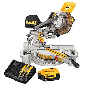 DEWALT 7-1/4-in 20-volt max Single Bevel Sliding Compound Cordless Miter Saw ( Battery Included ) Stainless Steel | DCS361M1 $349