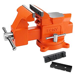 PONY Heavy Duty Bench Vise, 5-inch Jaw Width 4-inch Opening, Swivel Base With Anvil, Utility Combination Pipe Home Vise for Woodworking, One-Pair Jaw Pad Included $68.72