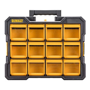 YMMV DeWalt Plastic 12-Compartment Small Parts Organizer Flip Bin $28