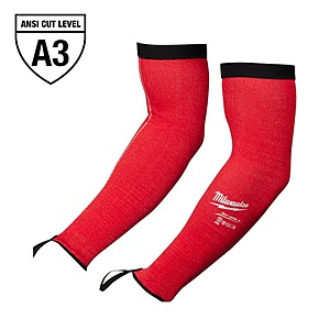 YMMV Milwaukee 16 in. Red 4-Way Stretch Cut 3 Resistant Protective Arm Sleeves $4.5