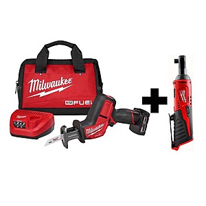 Milwaukee M12 FUEL 12V Brushless HACKZALL Reciprocating Saw Kit W/4 Ah battery, charger and M12 3/8 in. Ratchet $199 at Home Depot