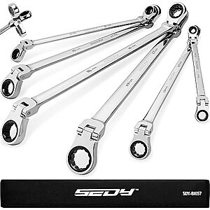6-Piece SEDY Extra Long Flex-Head Ratcheting Wrench Set (Metric)