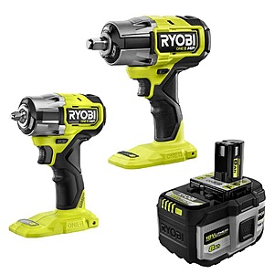 Ryobi ONE+ 18V 8.0 Ah HIGH PERFORMANCE Battery w/ ONE+ HP 18V 1/2 in. & Compact 3/8 in. Impact Wrenches (Tools Only) $199