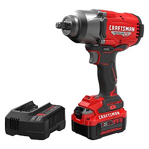 CRAFTSMAN V20 RP Impact Wrench, Cordless, Brushless, High Torque, 1/2 Inch, 4Ah Battery and Charger Included (CMCF940M1) $169