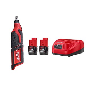 Milwaukee M12 12V Lithium-Ion Cordless Rotary Tool with M12 Compact 2.0 Ah Battery (2-Pack) Starter Kit and Charger $129 @HomeDepot