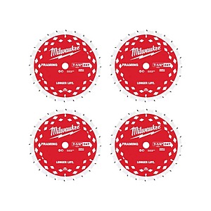Milwaukee 7-1/4 in. x 24-Tooth Framing Circular Saw Blades (4-Pack) $24.97